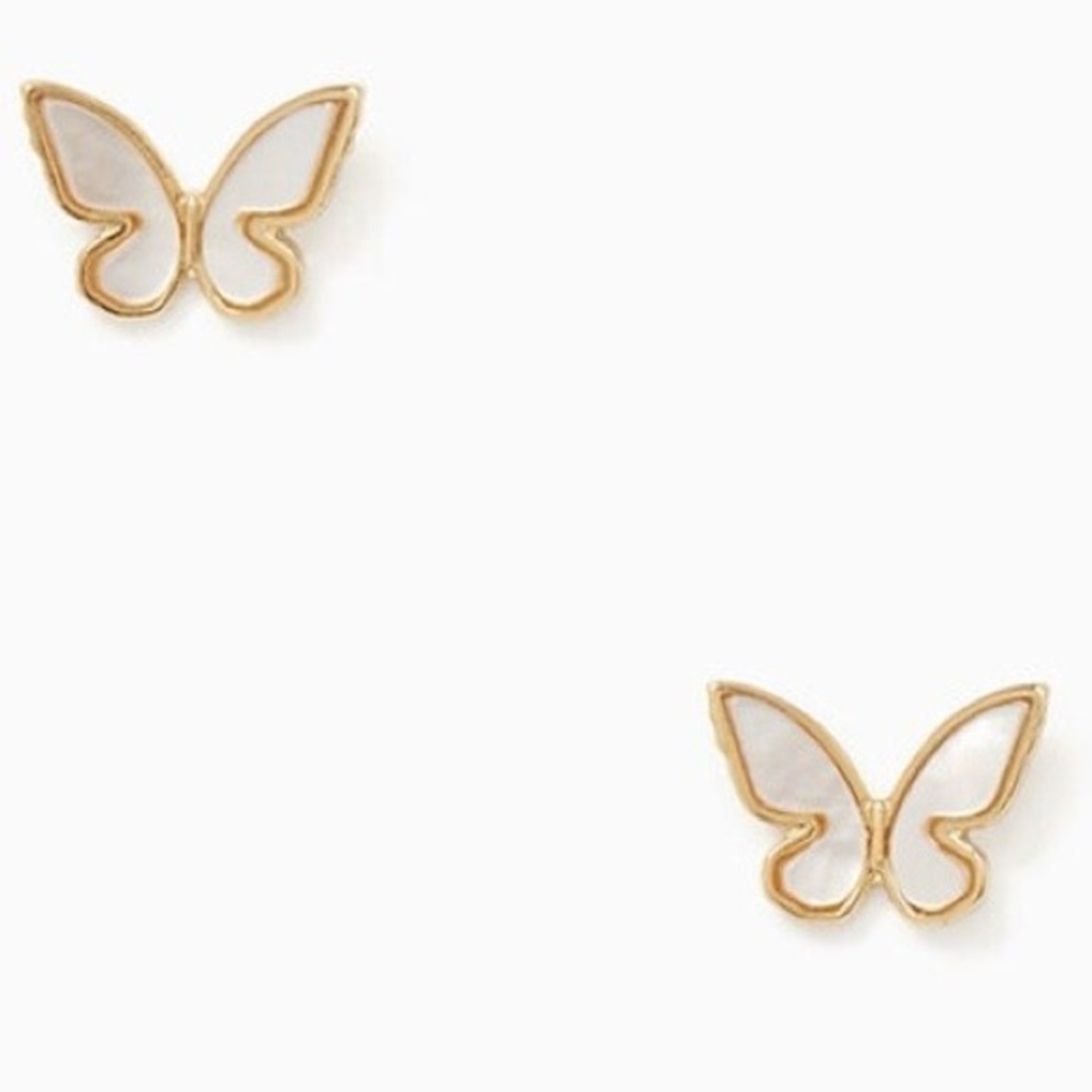 Kate Spade Gold In a Flutter Mother of Pearl Butterfly Earrings with Box